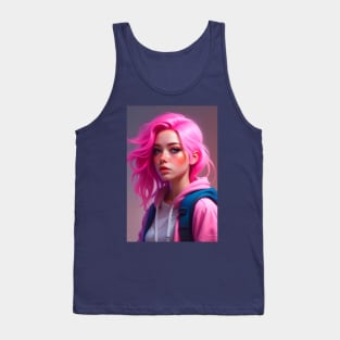 The Girl with Pink Hair Tank Top